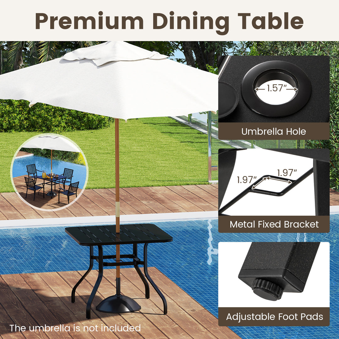 extendable patio table with umbrella hole Giantex 37 Inch Outdoor Dining Table, Patio Metal Table – Giantexus