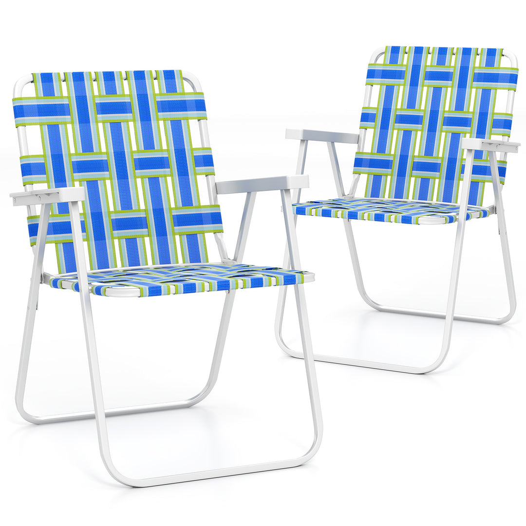 Giantex Lightweight Folding Camping Chairs, 330 LBS Beach Chairs with Armrests