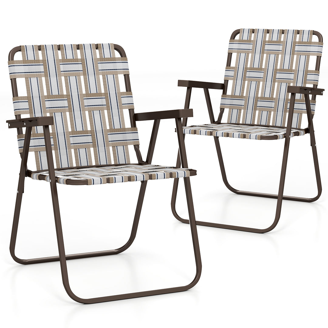 Giantex Lightweight Folding Camping Chairs, 330 LBS Beach Chairs with Armrests