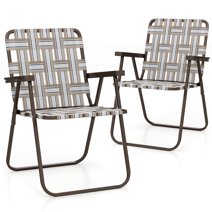 Giantex Lightweight Folding Camping Chairs, 330 LBS Beach Chairs with Armrests