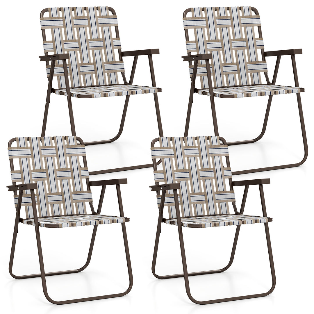 Giantex Lightweight Folding Camping Chairs, 330 LBS Beach Chairs with Armrests