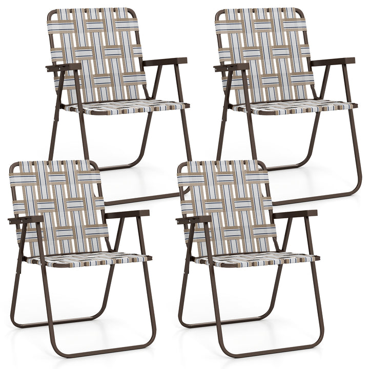 Giantex Lightweight Folding Camping Chairs, 330 LBS Beach Chairs with Armrests