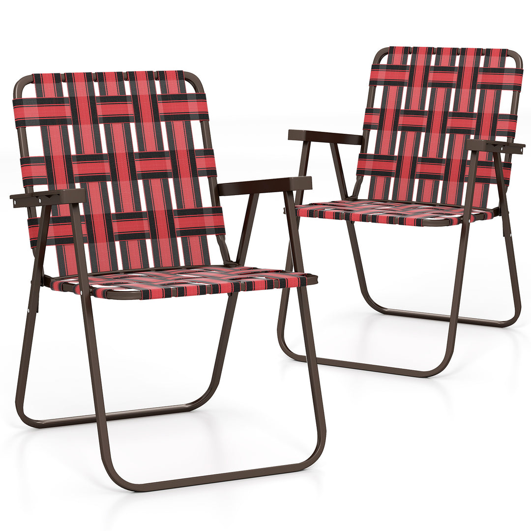 Giantex Lightweight Folding Camping Chairs, 330 LBS Beach Chairs with Armrests