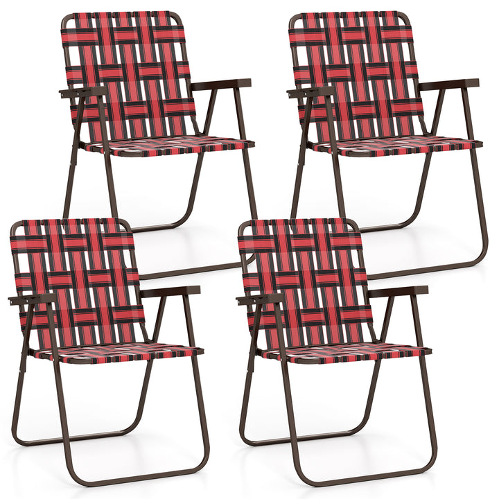 Giantex Lightweight Folding Camping Chairs, 330 LBS Beach Chairs with Armrests