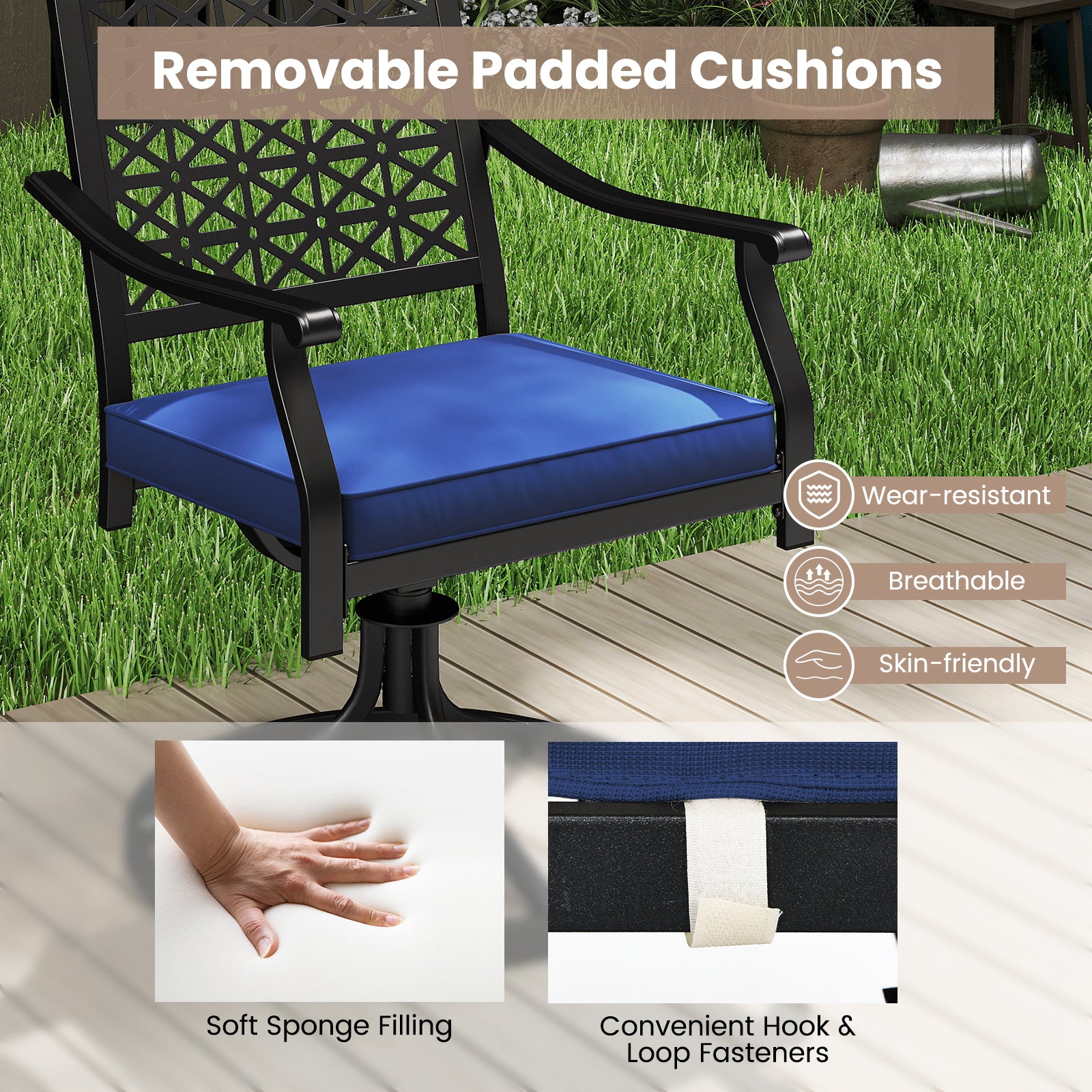 Giantex 2 or 4 Pack Swivel Outdoor Chairs, Patio Dining Rocking Chairs