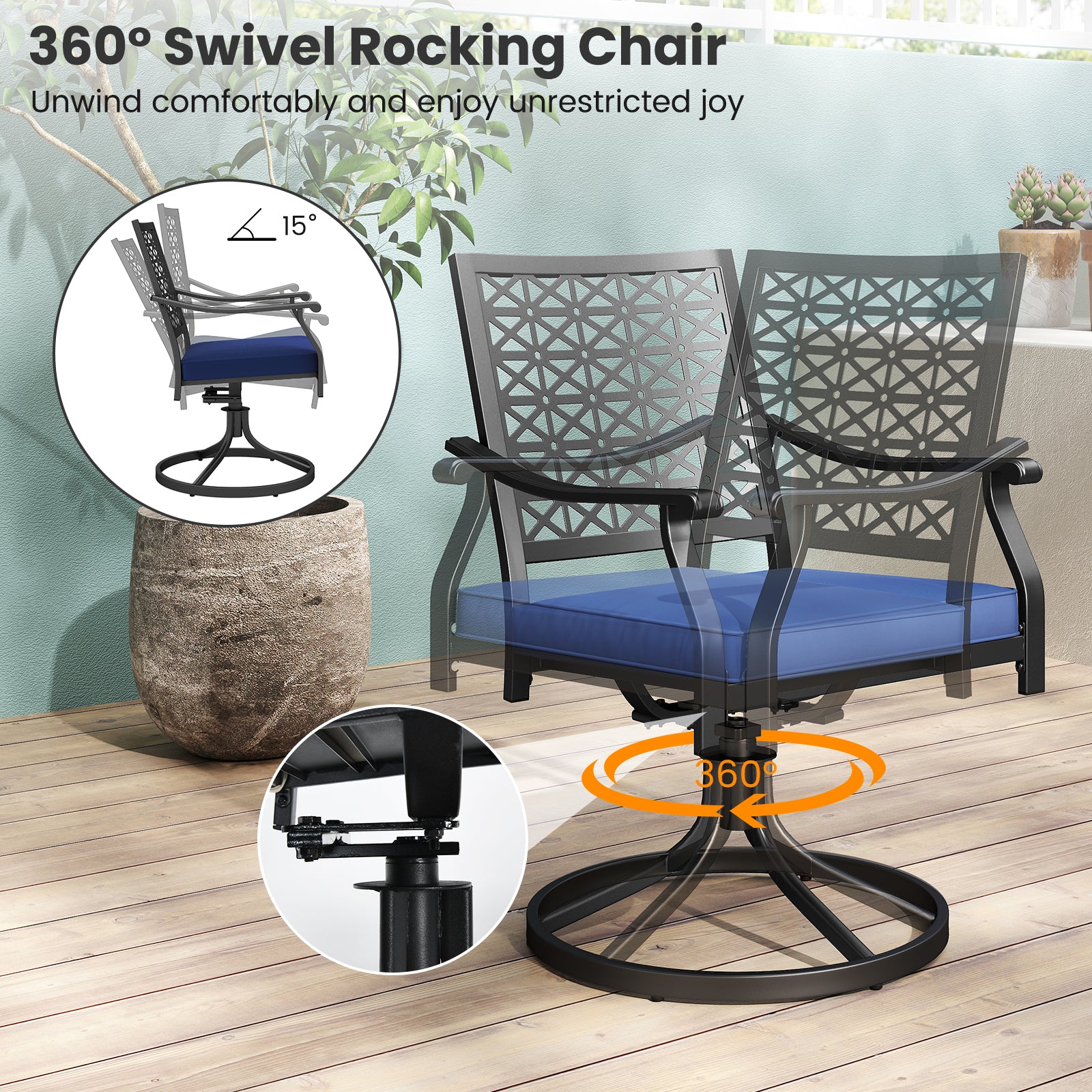 Giantex 2 or 4 Pack Swivel Outdoor Chairs, Patio Dining Rocking Chairs