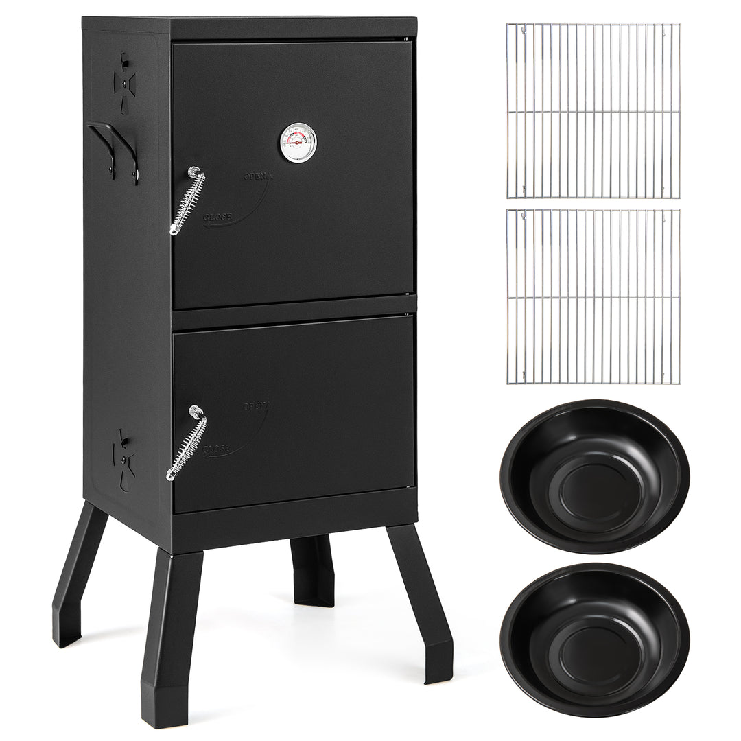 Giantex Outdoor Meat Smoker with Thermostat, Charcoal Vertical BBQ Smoker