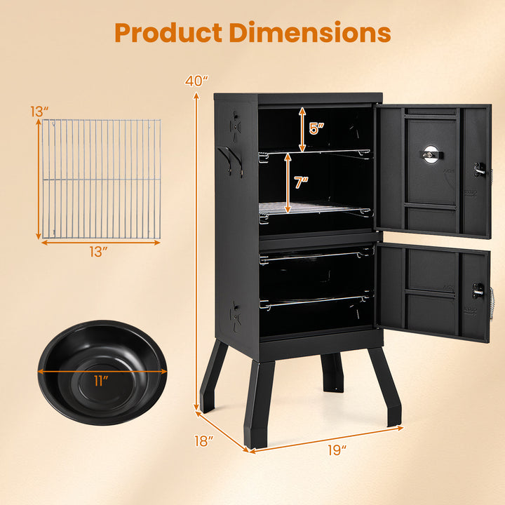 Giantex Outdoor Meat Smoker with Thermostat, Charcoal Vertical BBQ Smoker