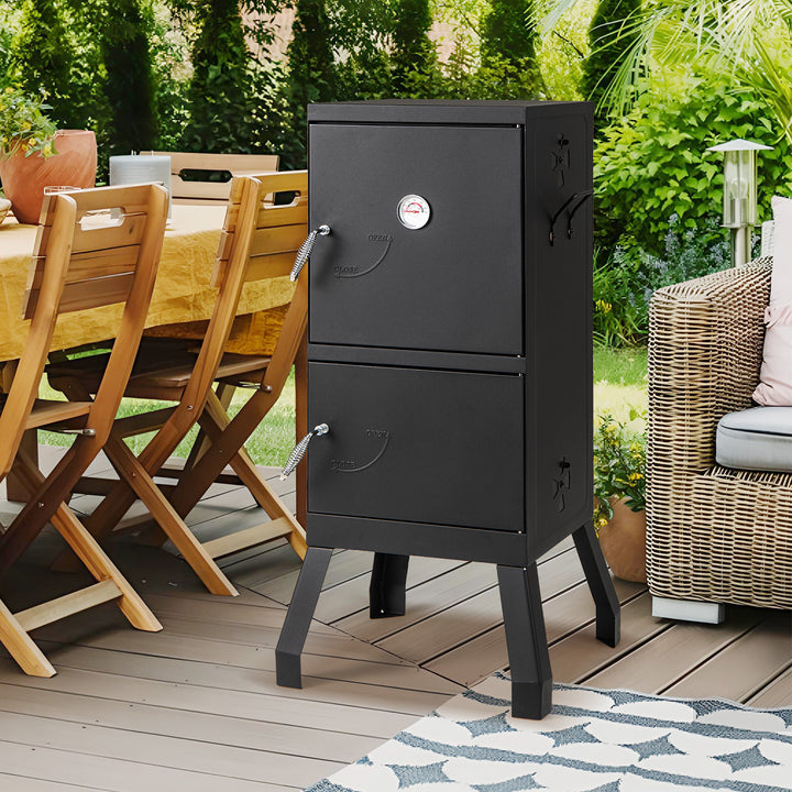 Giantex Outdoor Meat Smoker with Thermostat, Charcoal Vertical BBQ Smoker