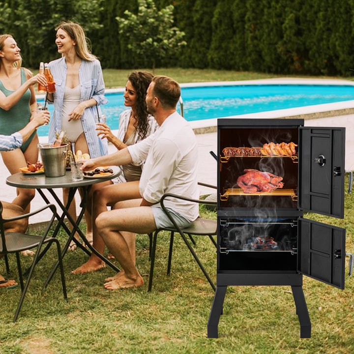 Giantex Outdoor Meat Smoker with Thermostat, Charcoal Vertical BBQ Smoker