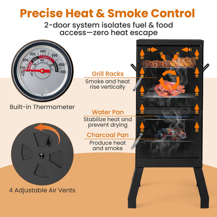 Giantex Outdoor Meat Smoker with Thermostat, Charcoal Vertical BBQ Smoker