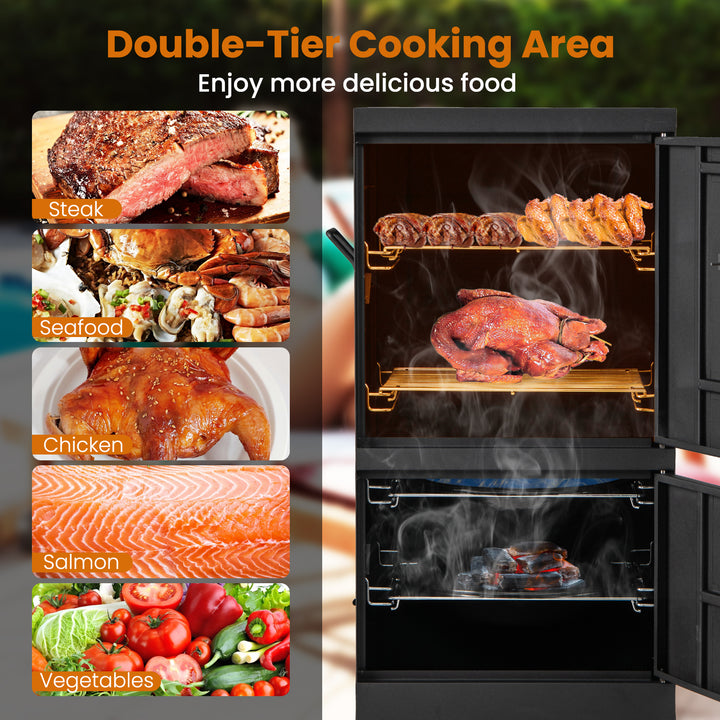 Giantex Outdoor Meat Smoker with Thermostat, Charcoal Vertical BBQ Smoker
