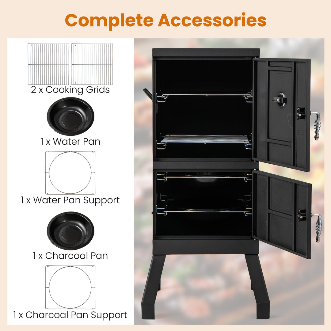 Giantex Outdoor Meat Smoker with Thermostat, Charcoal Vertical BBQ Smoker