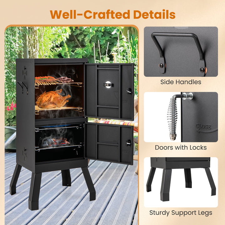 Giantex Outdoor Meat Smoker with Thermostat, Charcoal Vertical BBQ Smoker