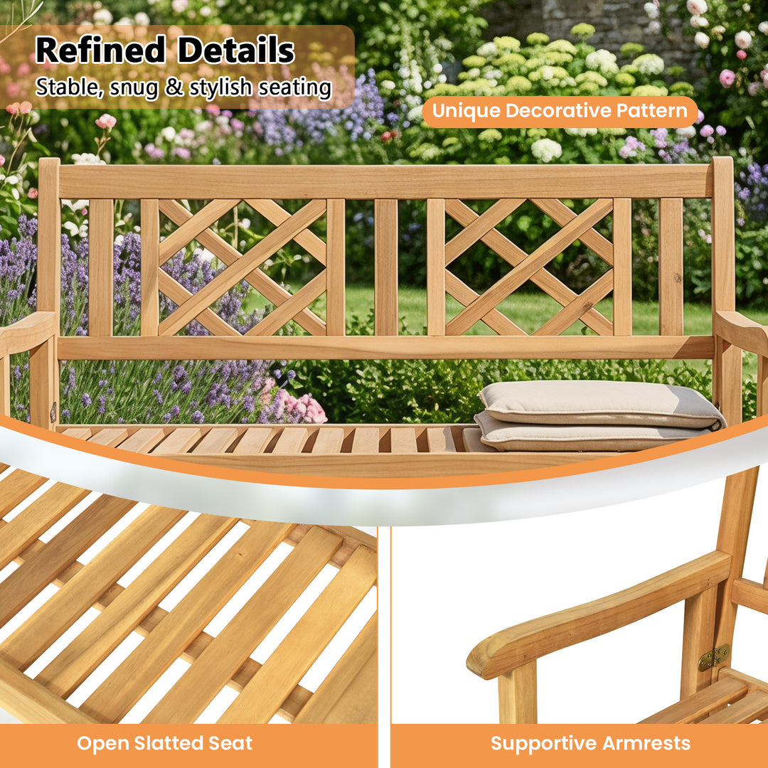 Giantex Patio Wooden Bench, 4 Ft Foldable Acacia Garden Bench (Teak)