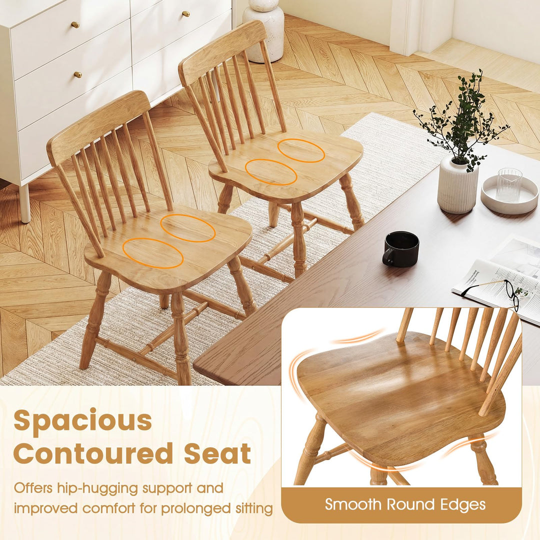 Giantex Windsor Dining Chairs Set of 2/4 with Turned Legs &amp; Curved Spindle Back