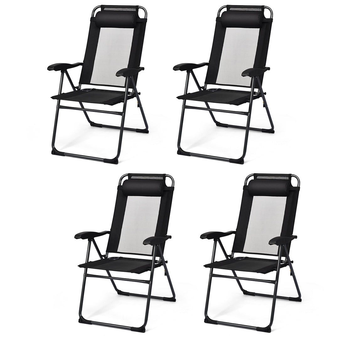 Giantex Set of 2 Patio Dining Chairs, Folding Lounge Chairs with 7 Level Adjustable Backrest