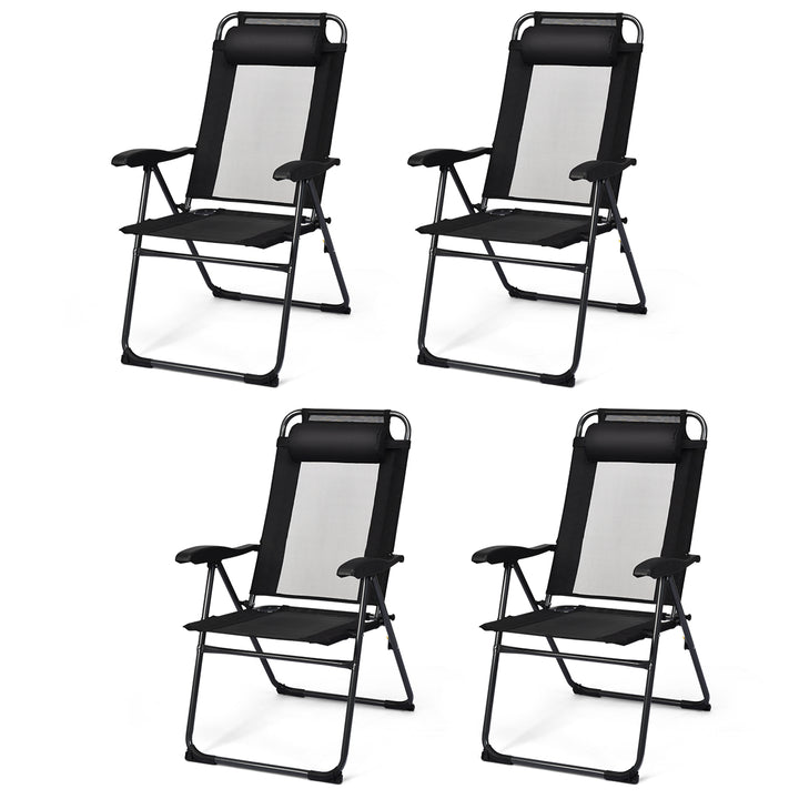 Giantex Set of 2 Patio Dining Chairs, Folding Lounge Chairs with 7 Level Adjustable Backrest