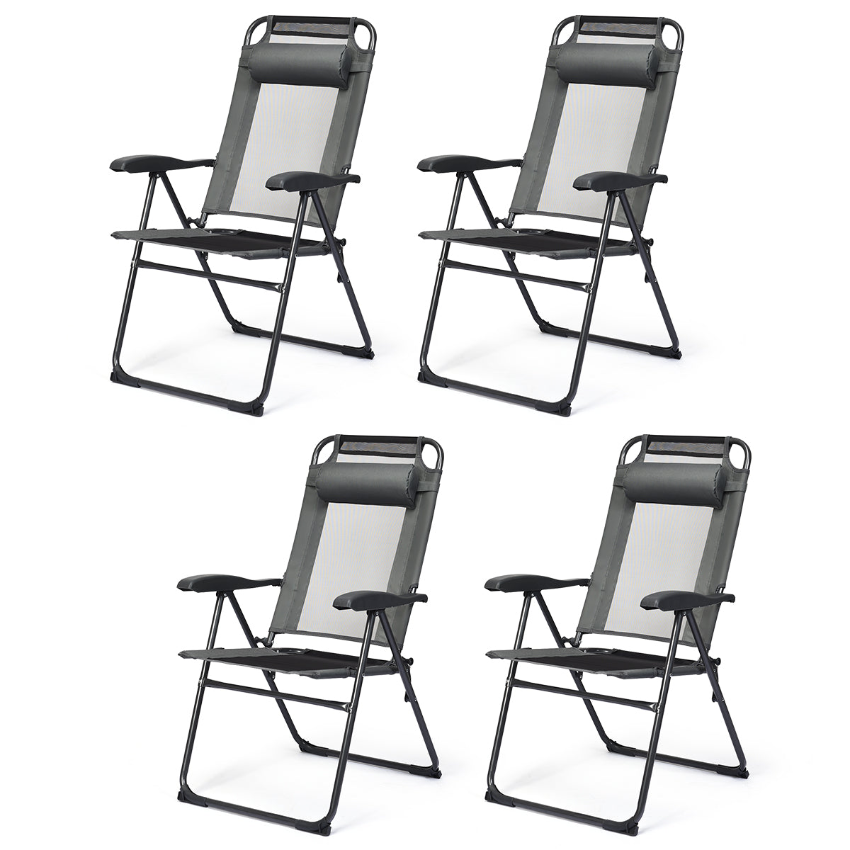 Giantex Set of 2 Patio Dining Chairs, Folding Lounge Chairs with 7 Level Adjustable Backrest