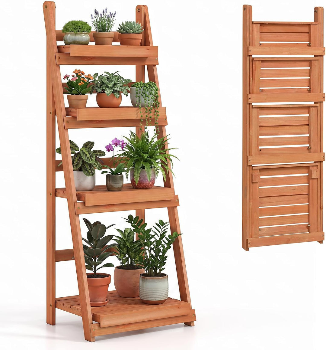 GIANTEX Foldable Wooden Plant Stand