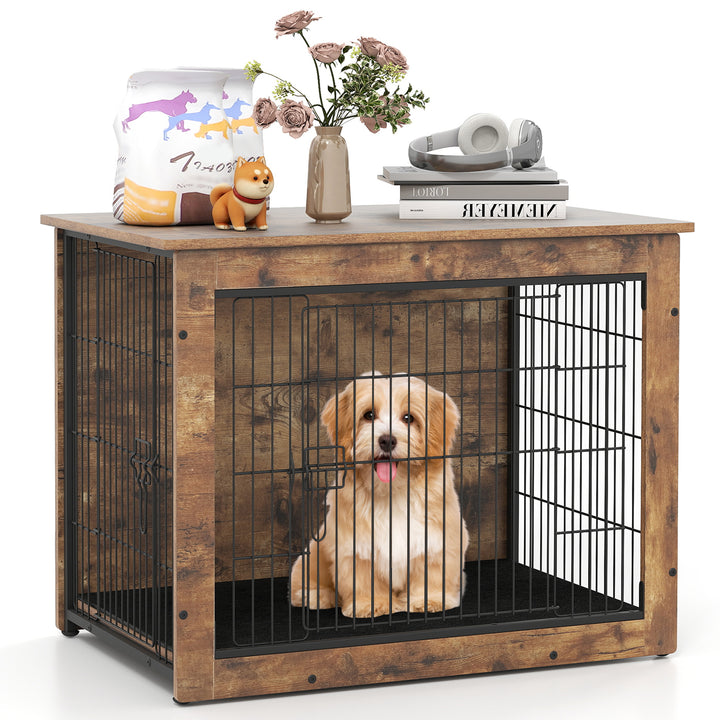 Giantex Dog Crate Furniture with Cushion - 33"/ 39" L Indoor Dog Kennel with Double Doors