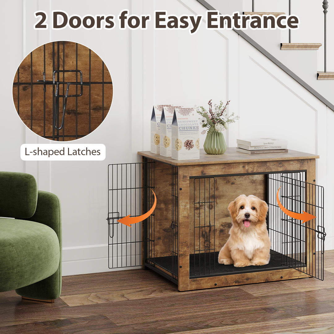 Giantex Dog Crate Furniture with Cushion - 33"/ 39" L Indoor Dog Kennel with Double Doors