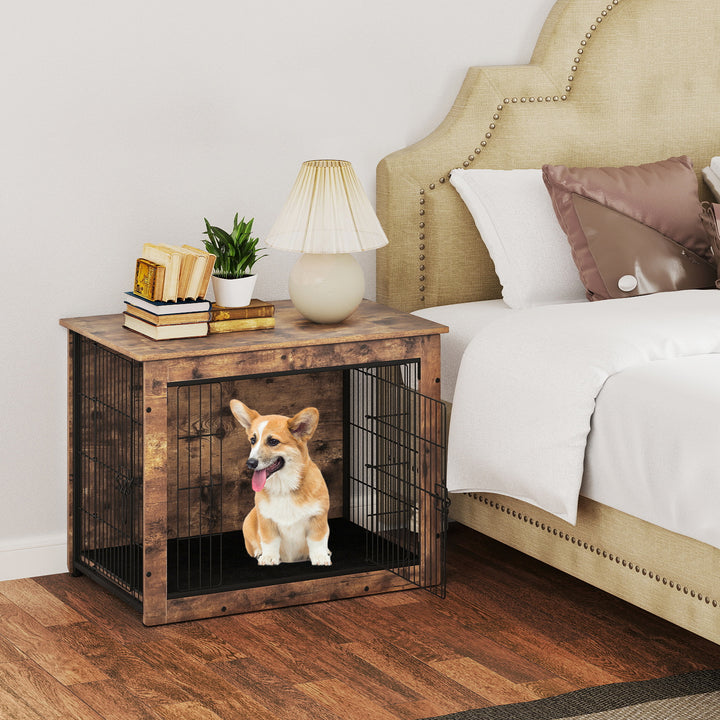 Giantex Dog Crate Furniture with Cushion - 33"/ 39" L Indoor Dog Kennel with Double Doors