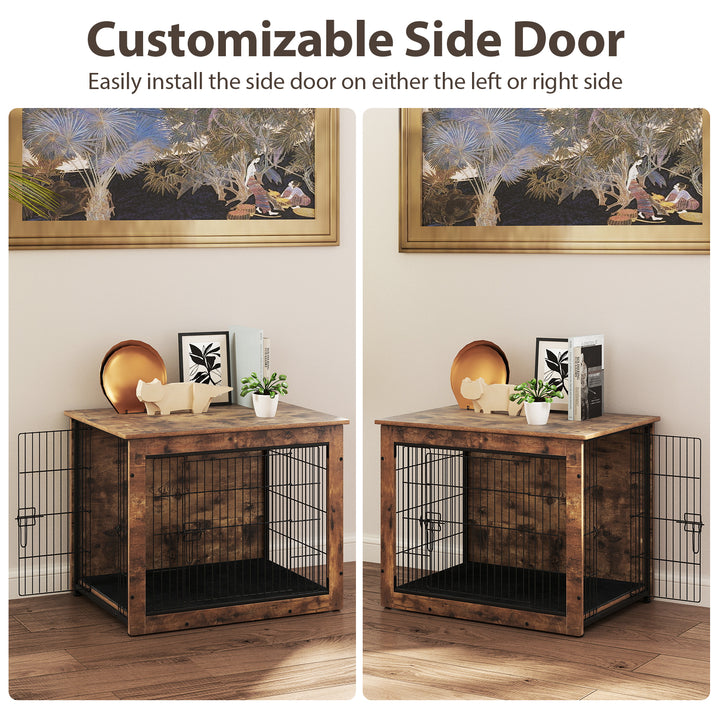 Giantex Dog Crate Furniture with Cushion - 33"/ 39" L Indoor Dog Kennel with Double Doors