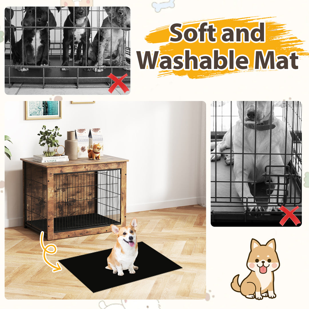 Giantex Dog Crate Furniture with Cushion - 33"/ 39" L Indoor Dog Kennel with Double Doors
