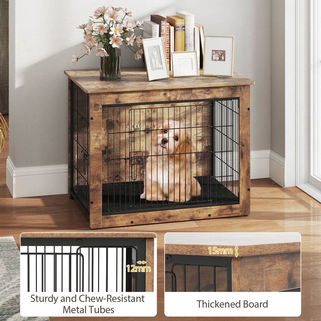 Giantex Dog Crate Furniture with Cushion - 33"/ 39" L Indoor Dog Kennel with Double Doors