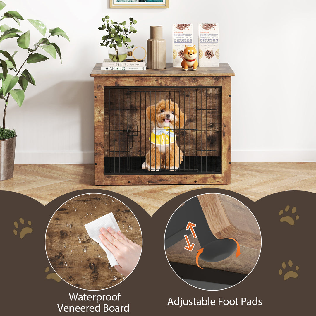 Giantex Dog Crate Furniture with Cushion - 33"/ 39" L Indoor Dog Kennel with Double Doors
