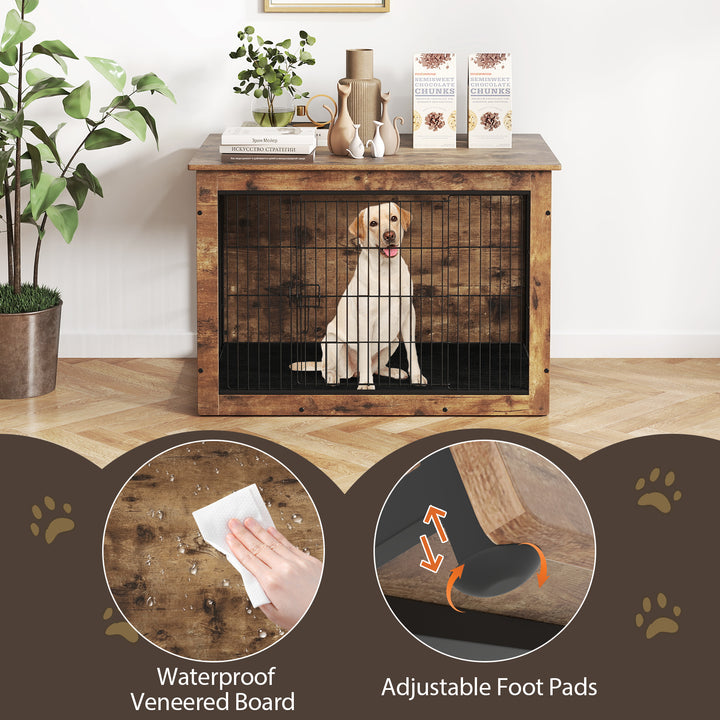 Giantex Dog Crate Furniture with Cushion - 33"/ 39" L Indoor Dog Kennel with Double Doors