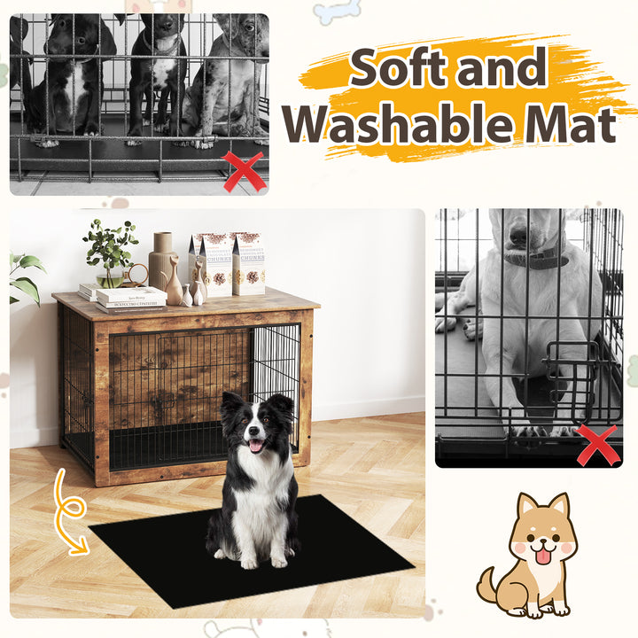 Giantex Dog Crate Furniture with Cushion - 33"/ 39" L Indoor Dog Kennel with Double Doors