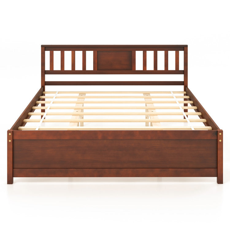 Giantex Solid Wood Platform Bed Frame, Mid Century Full Bed Frame with Headboard
