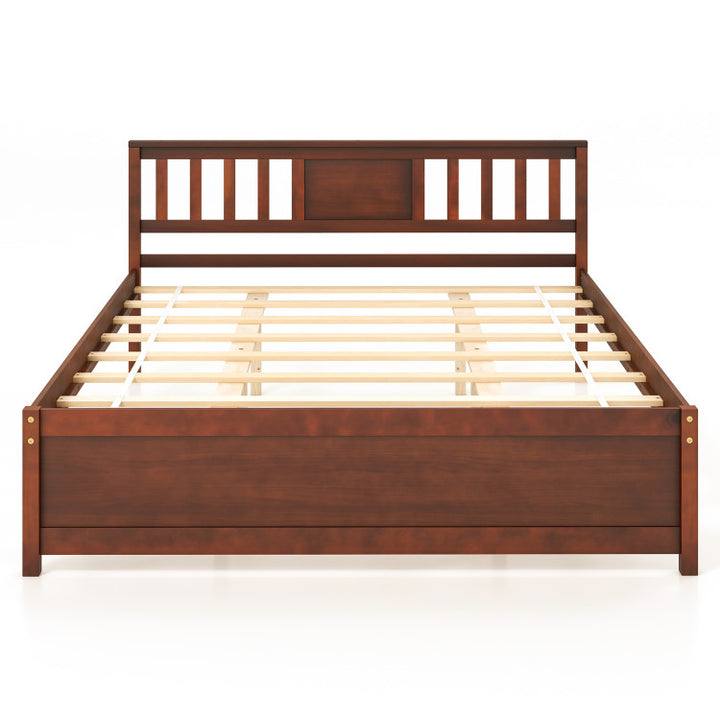 Giantex Solid Wood Platform Bed Frame, Mid Century Full Bed Frame with Headboard