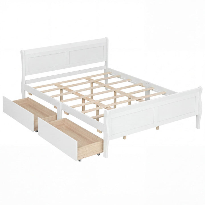 Giantex Twin/ Full/ Queen Bed with 2 Storage Drawers Wood Platform Bed with Headboard &amp; Footboard