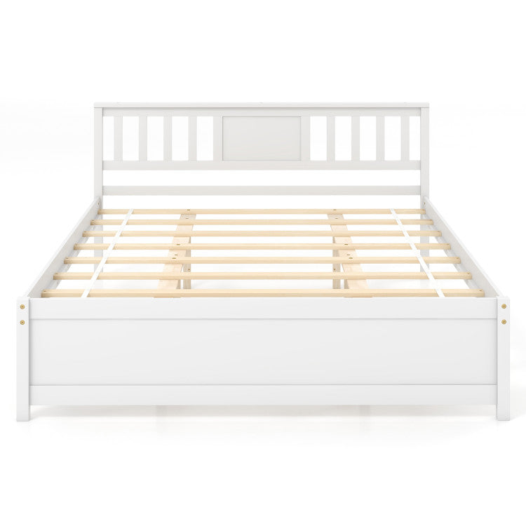 Giantex Solid Wood Platform Bed Frame, Mid Century Full Bed Frame with Headboard