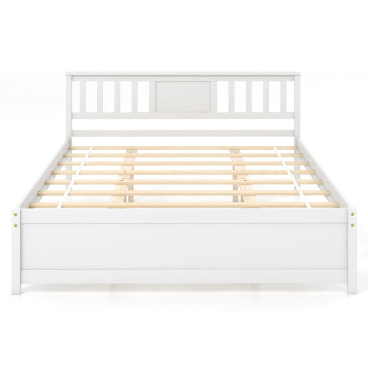 Giantex Solid Wood Platform Bed Frame, Mid Century Full Bed Frame with Headboard