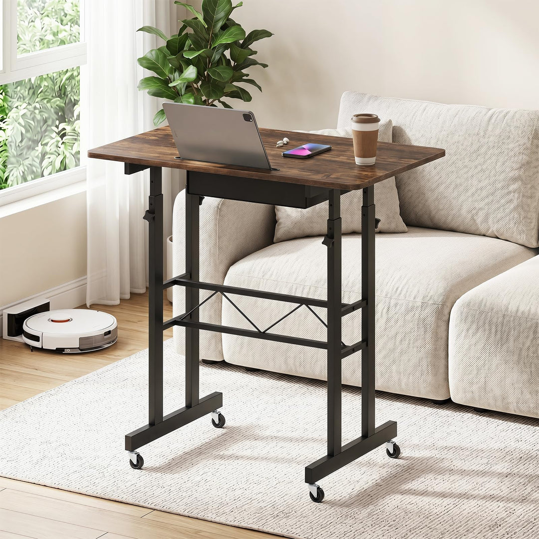 Giantex 31.5 Small Standing Desk with Drawer for Walking Pad Treadmill