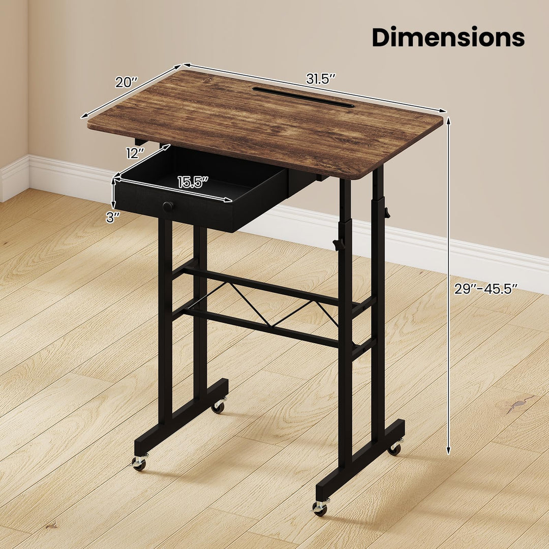Giantex 31.5 Small Standing Desk with Drawer for Walking Pad Treadmill