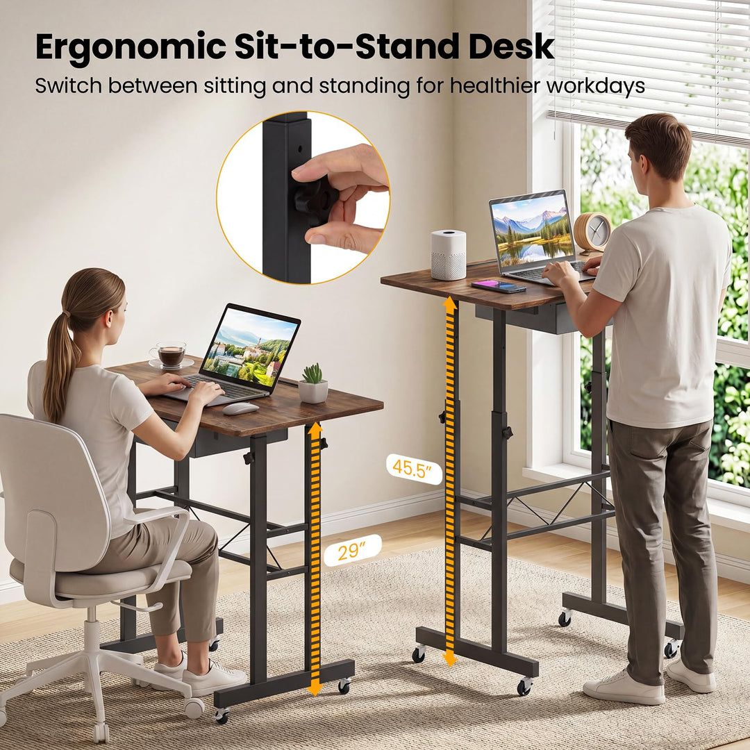Giantex 31.5 Small Standing Desk with Drawer for Walking Pad Treadmill