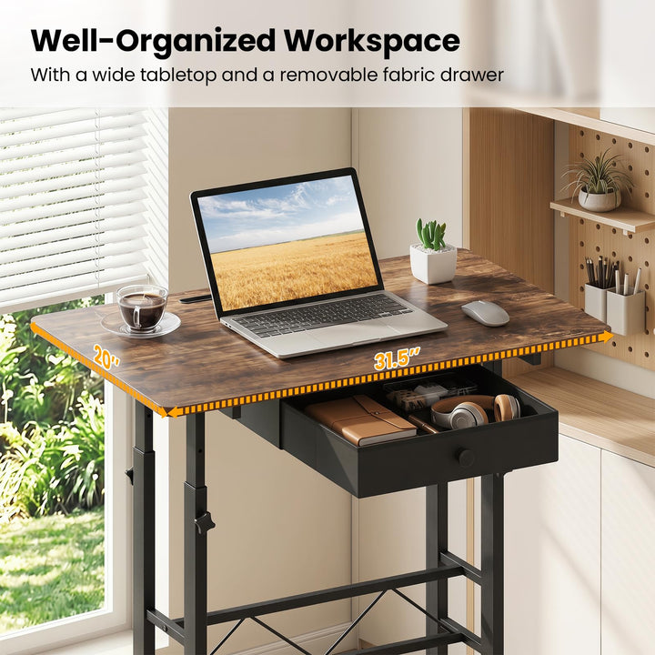 Giantex 31.5 Small Standing Desk with Drawer for Walking Pad Treadmill