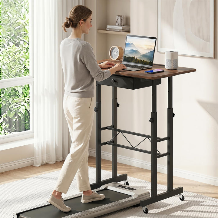 Giantex 31.5 Small Standing Desk with Drawer for Walking Pad Treadmill