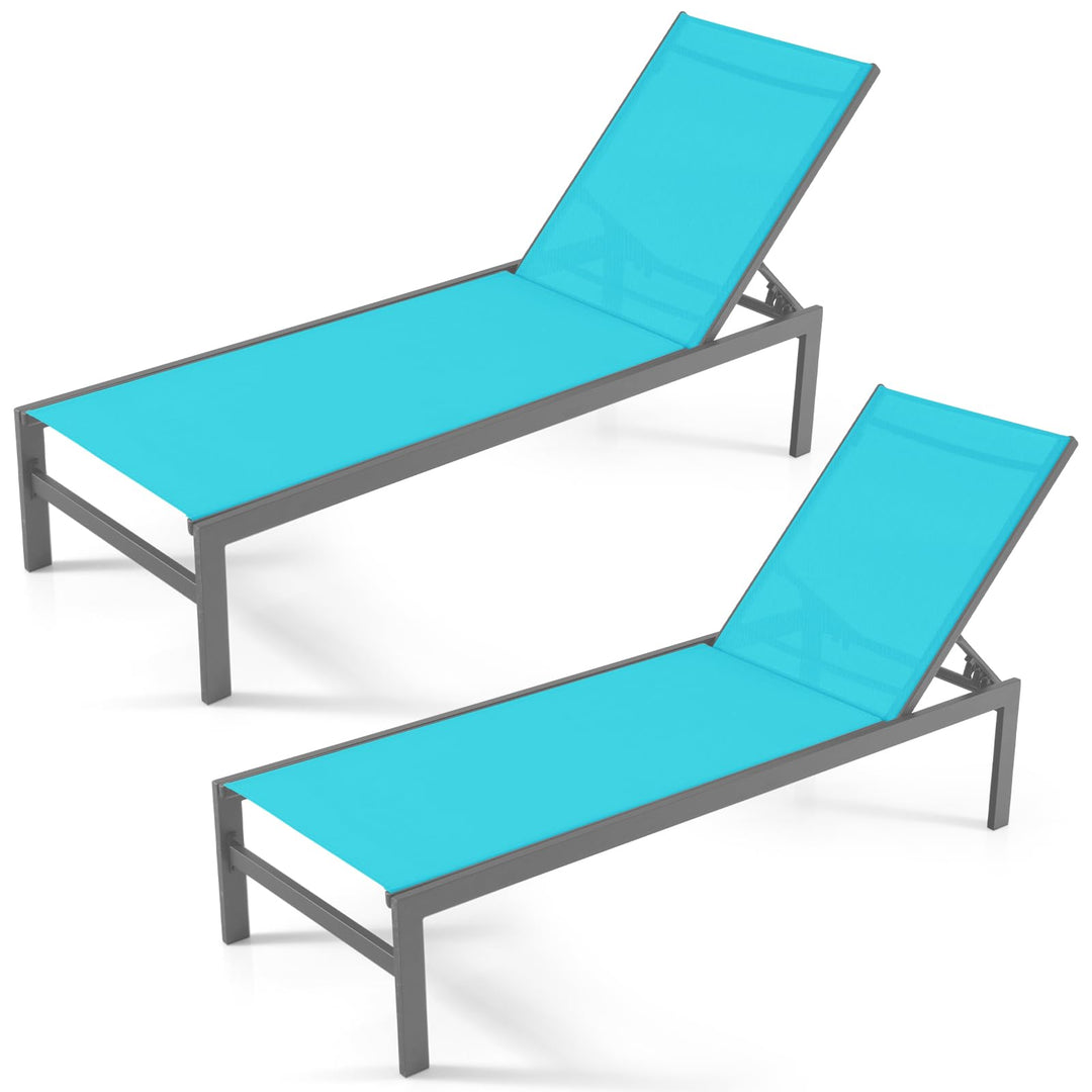 Giantex Patio Chaise Lounge Chair, Outdoor Sunbathing Chair Lawn Reclining Lounger with 6 Adjustable Position