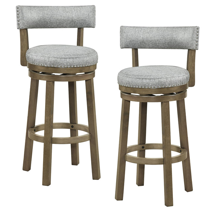 Giantex 31.5" Bar Height Stools with Linen Fabric Upholstered Seat &amp; Back Set of 2/4