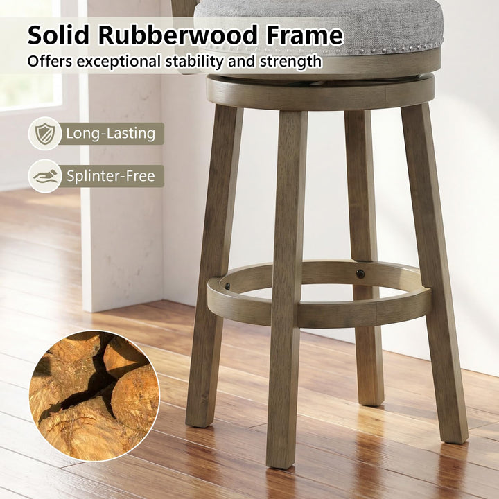 Giantex 31.5" Bar Height Stools with Linen Fabric Upholstered Seat &amp; Back Set of 2/4