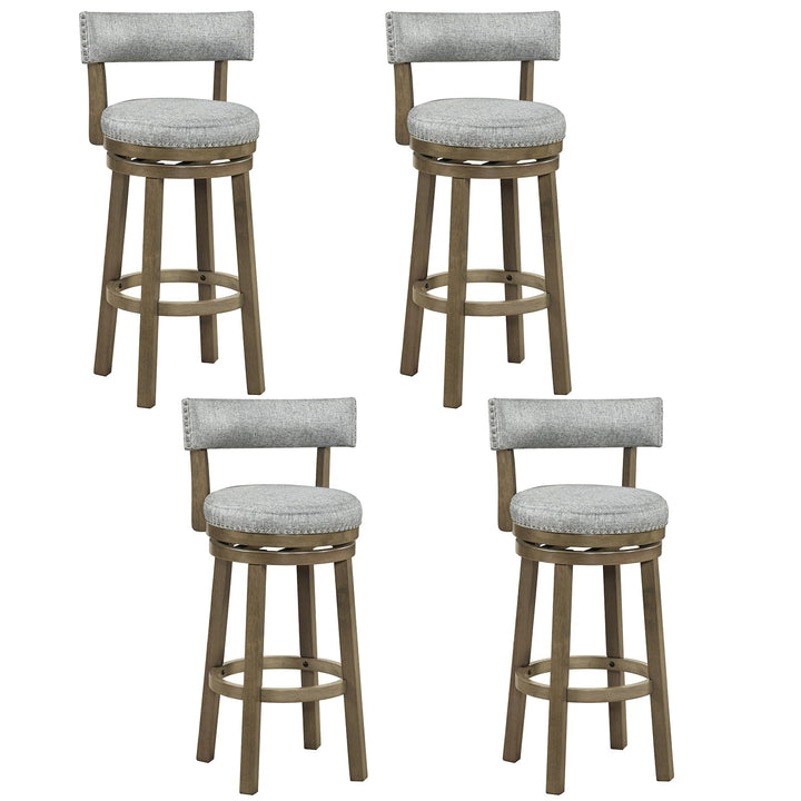 Giantex 31.5" Bar Height Stools with Linen Fabric Upholstered Seat &amp; Back Set of 2/4