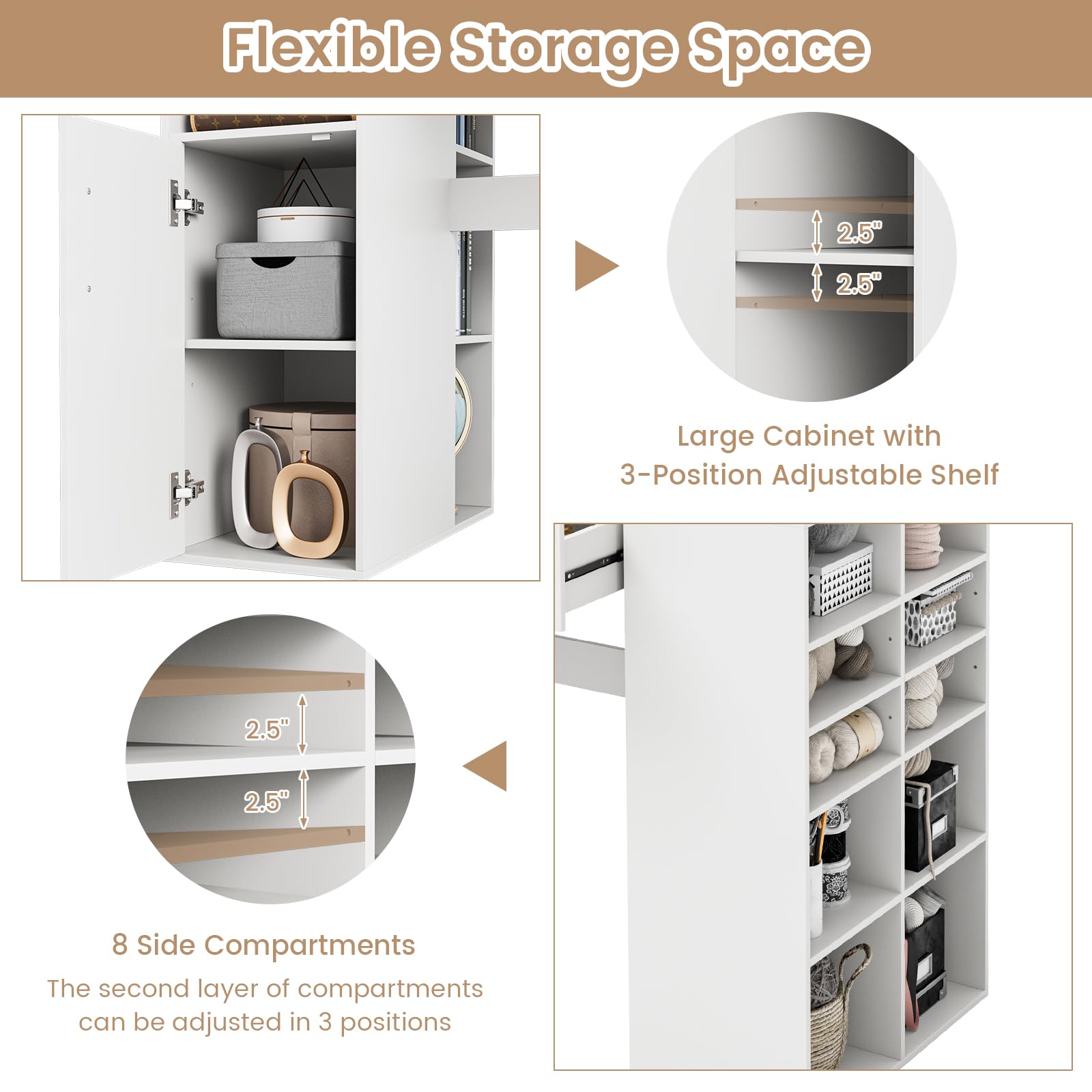 Craft Table with Storage - Giantex