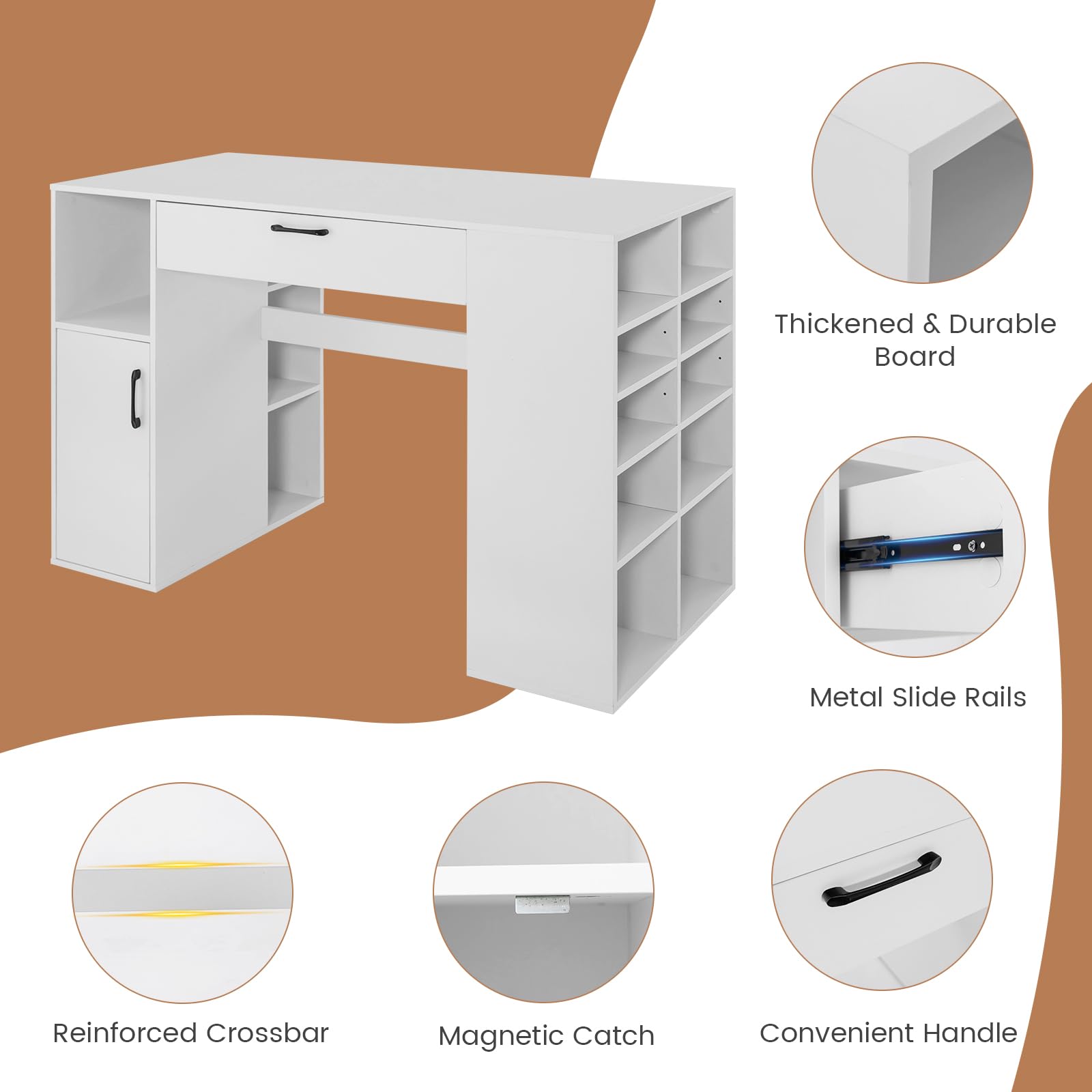 Craft Table with Storage - Giantex