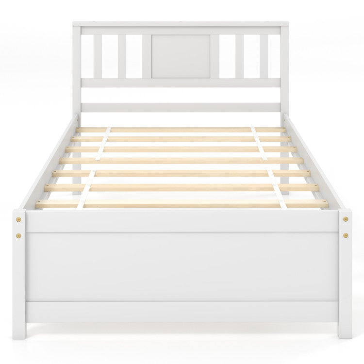 Giantex Solid Wood Platform Bed Frame, Mid Century Full Bed Frame with Headboard